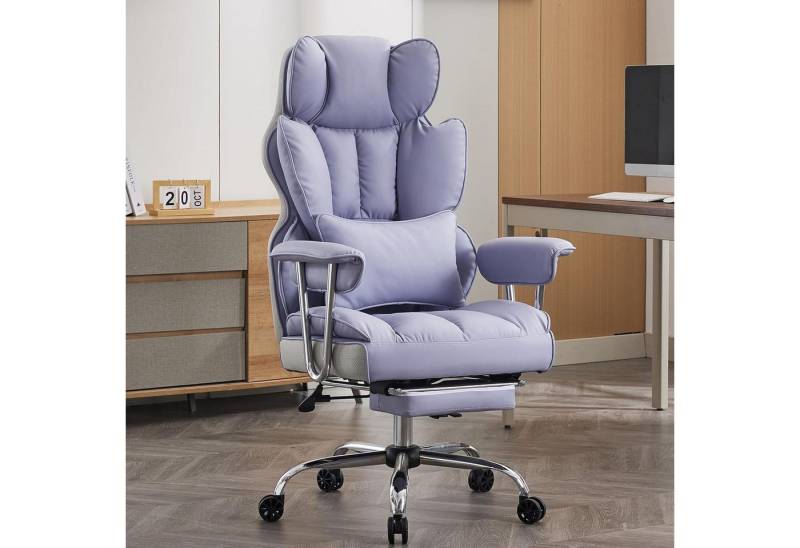 LuxusKollektion Bürostuhl Ergonomischer Bürostuhl mit Fußstütze und Lendenwirbelstütze PU Leder von LuxusKollektion