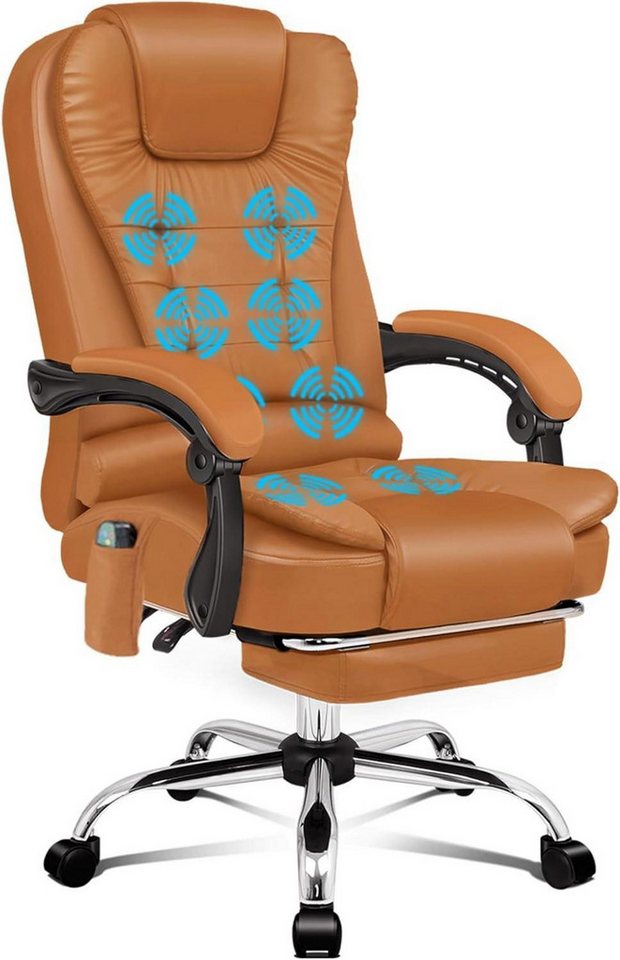 LuxusKollektion Bürostuhl Ergonomischer Bürostuhl mit Wärmemassagefunktion und PU-Leder, Braun LuxusKollektion Bürostuhl Ergonomischer Bürostuhl mit Wärmemassagefunktion und PU-Leder, Braun von LuxusKollektion