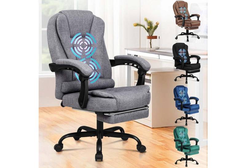LuxusKollektion Bürostuhl Ergonomischer Massage-Bürostuhl mit Fußstütze & 150° Neigung in Grau LuxusKollektion Bürostuhl Ergonomischer Massage-Bürostuhl mit Fußstütze & 150° Neigung in Grau von LuxusKollektion