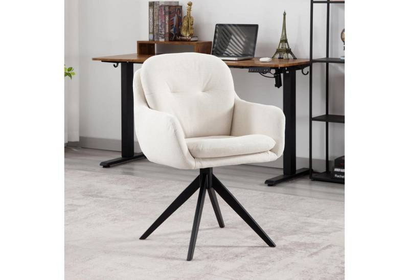 LuxusKollektion Bürostuhl Moderner Chenille-Bürostuhl mit Armlehnen Beige von LuxusKollektion