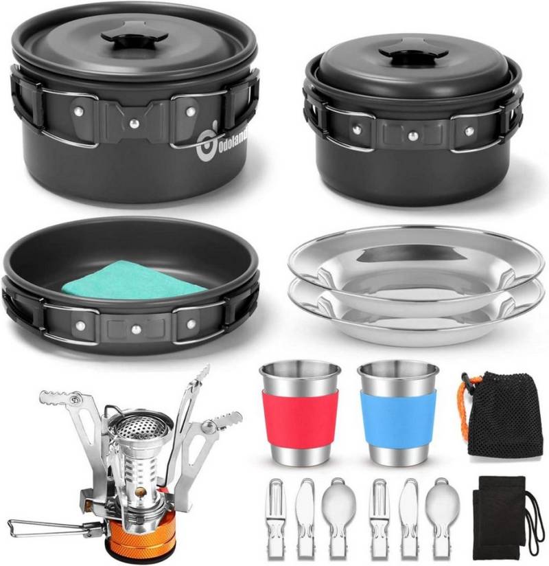 LuxusKollektion Campingstuhl Camping Kochgeschirr Set Töpfe Pfanne Besteck faltbar für Trekking von LuxusKollektion