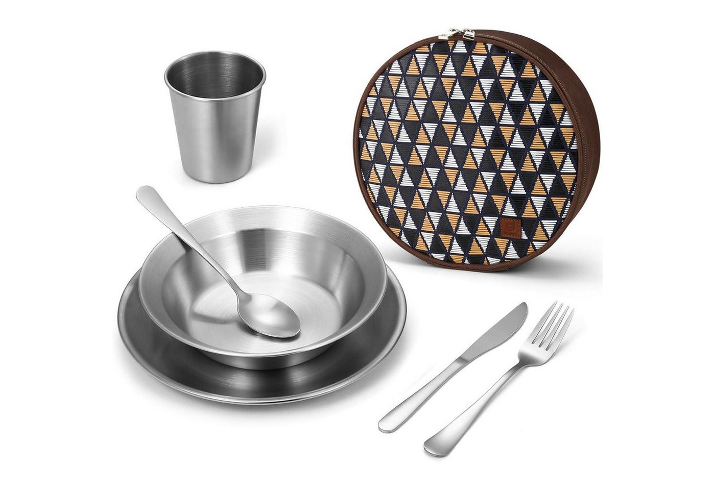 LuxusKollektion Campingstuhl Campingbesteck 7 PCS Edelstahl Etui Messer Gabel Löffel für 1 Person LuxusKollektion Campingstuhl Campingbesteck 7 PCS Edelstahl Etui Messer Gabel Löffel für 1 Person von LuxusKollektion