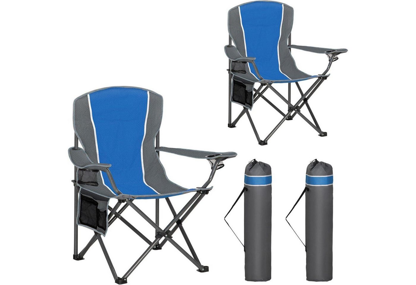 LuxusKollektion Campingstuhl Campingstuhl Faltbar Klappstuhl 160kg Getränkehalter Blau-grau LuxusKollektion Campingstuhl Campingstuhl Faltbar Klappstuhl 160kg Getränkehalter Blau-grau von LuxusKollektion