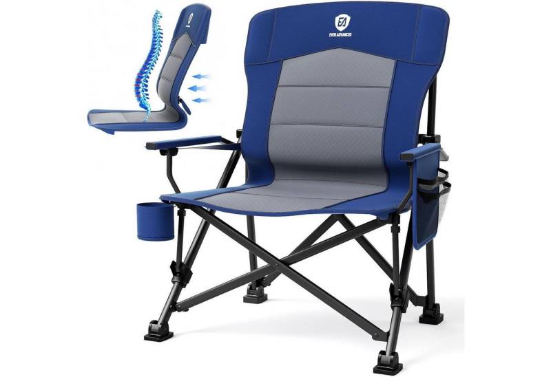 LuxusKollektion Campingstuhl Campingstuhl Faltbar XL 230kg 62cm Klappstuhl Blau Lendenwirbelstütze von LuxusKollektion