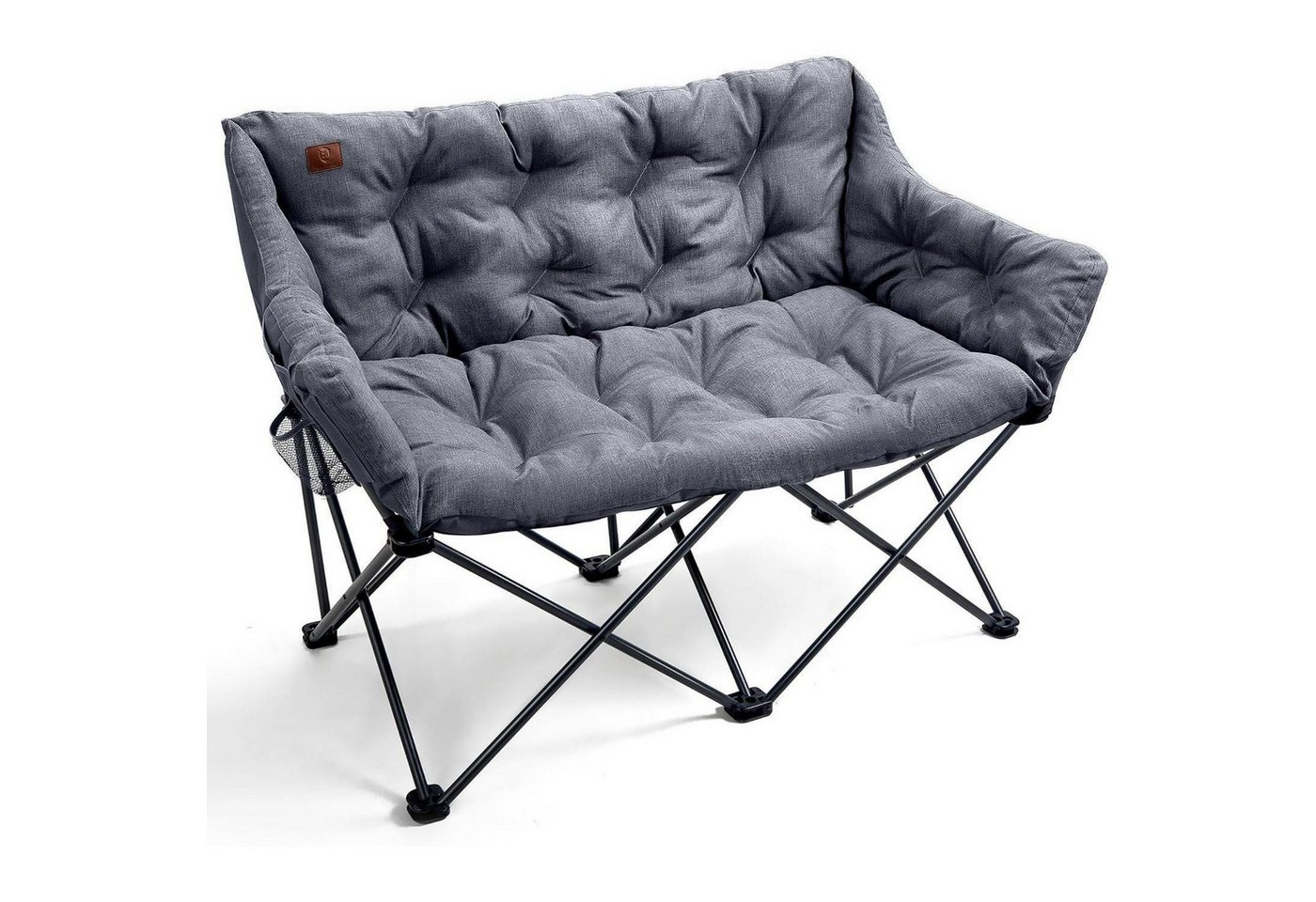 LuxusKollektion Campingstuhl Campingstuhl Klappbar 2 Sitzer 320KG Belastbar XXL Polster Grau Modern von LuxusKollektion