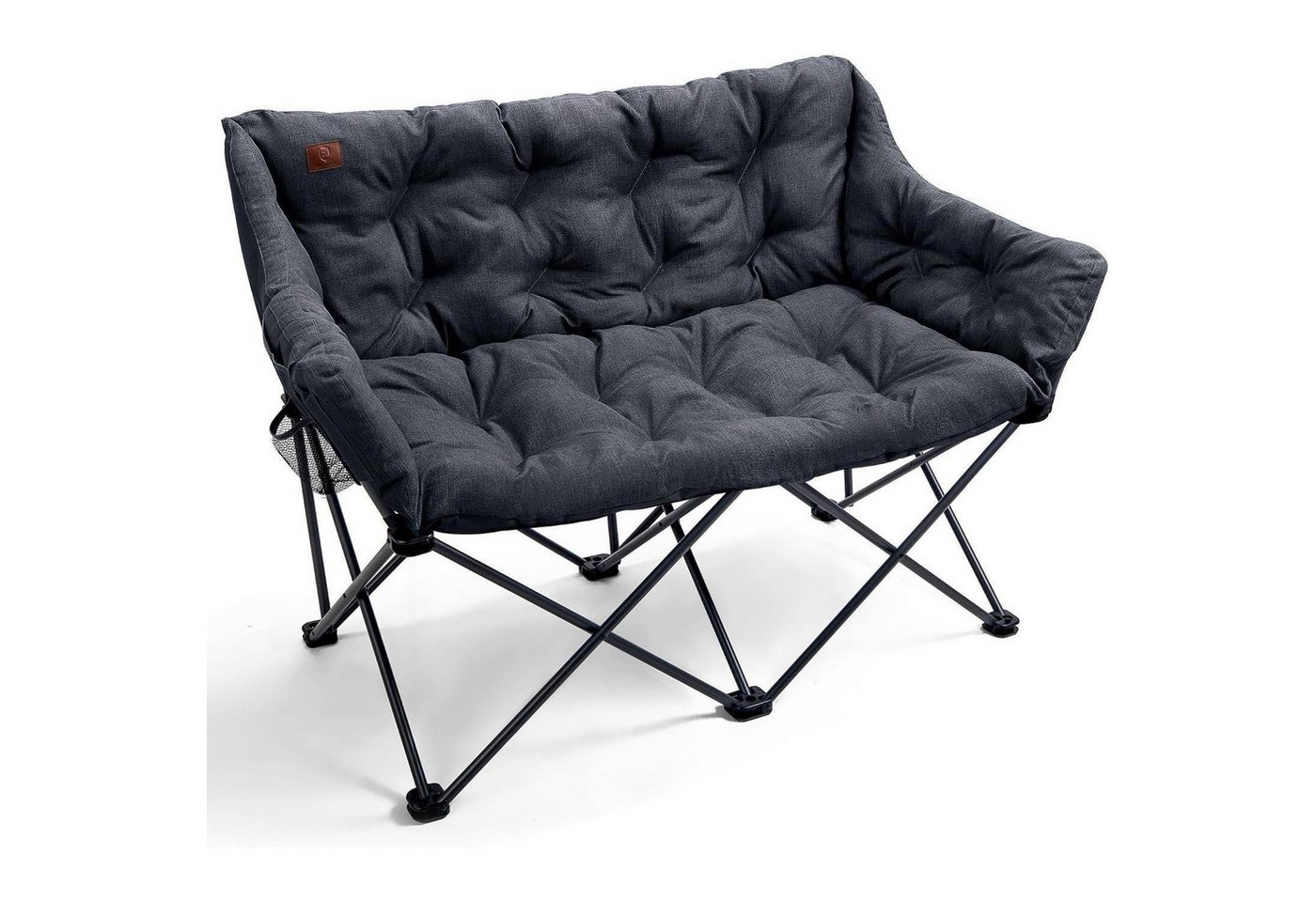 LuxusKollektion Campingstuhl Campingstuhl Klappbar 2 Sitzer 320kg Gepolstert Outdoor Schwarz Modern von LuxusKollektion