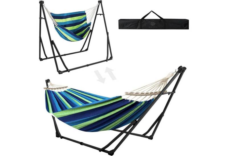 LuxusKollektion Campingstuhl Hängematte Hängesessel Gestell Garten Terrasse Schwarz und Grün von LuxusKollektion