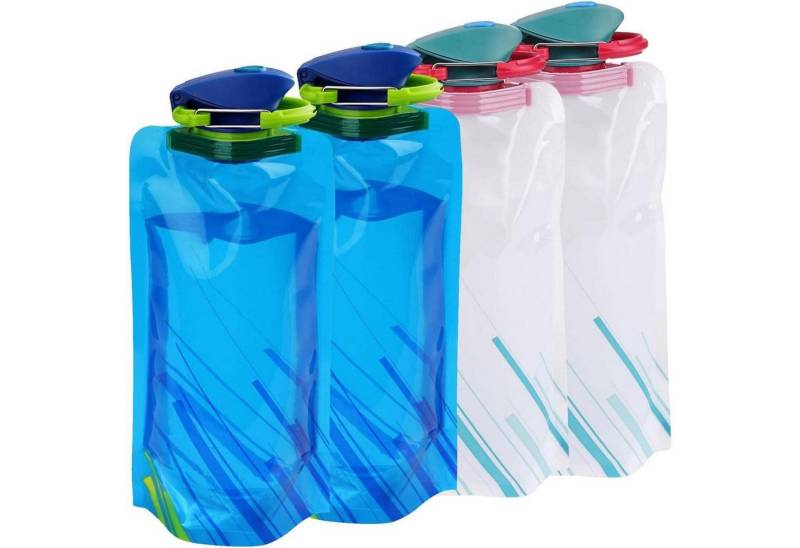 LuxusKollektion Campingstuhl Trinkflasche Faltbar BPAfrei Festival 4 Stück (Blau+weiß) 4 Stück von LuxusKollektion