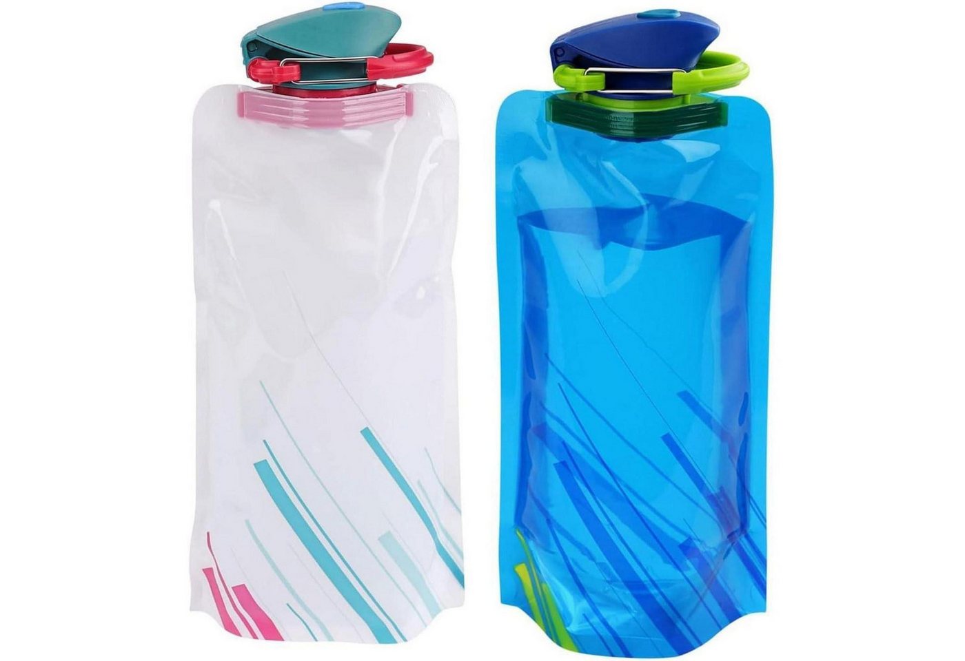 LuxusKollektion Campingstuhl Trinkflasche faltbar wiederverwendbar 2 Stück (Blau+weiß) 2 Stück von LuxusKollektion