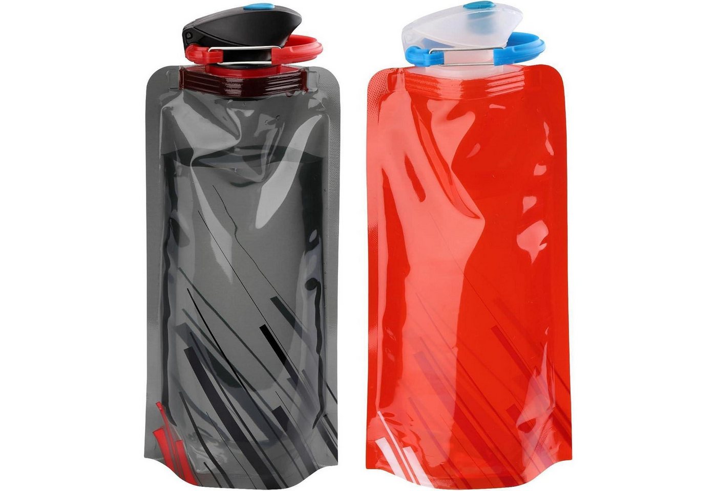 LuxusKollektion Campingstuhl Trinkflasche faltbar wiederverwendbar 2 Stück (Schwarz+rot) 2 Stück von LuxusKollektion