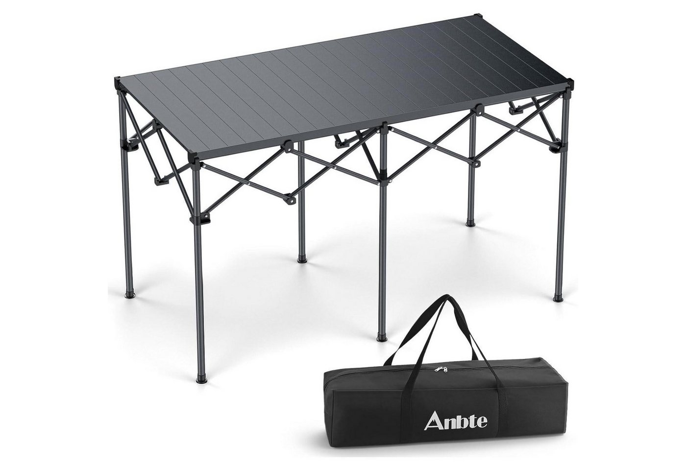 LuxusKollektion Campingtisch Campingtisch Klapptisch Alu Rolltisch 120kg Schwarz 122x60x74cm von LuxusKollektion