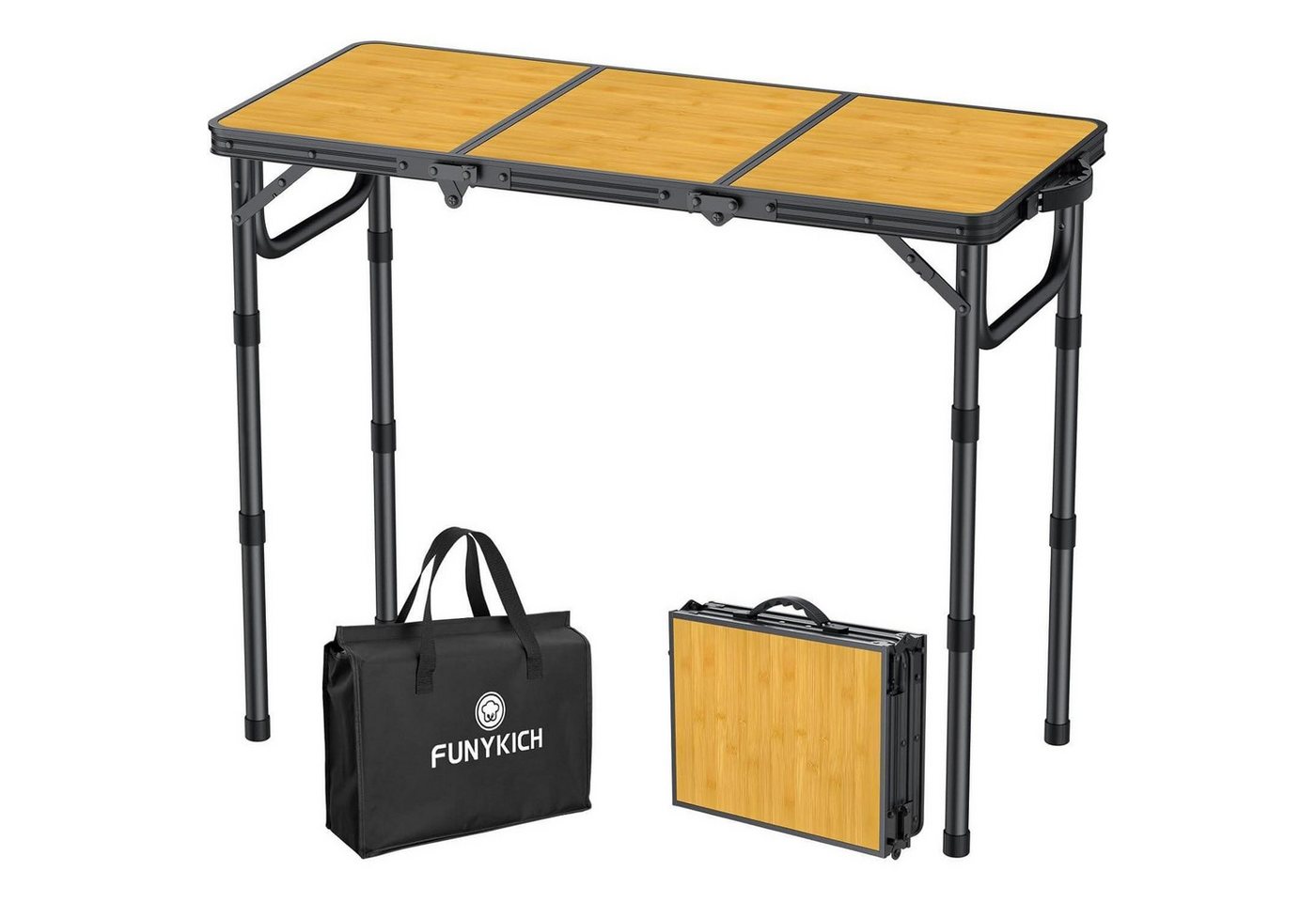 LuxusKollektion Campingtisch Campingtisch Klapptisch Aluminium 87x40cm 3 Höhen Schwarzgelb von LuxusKollektion