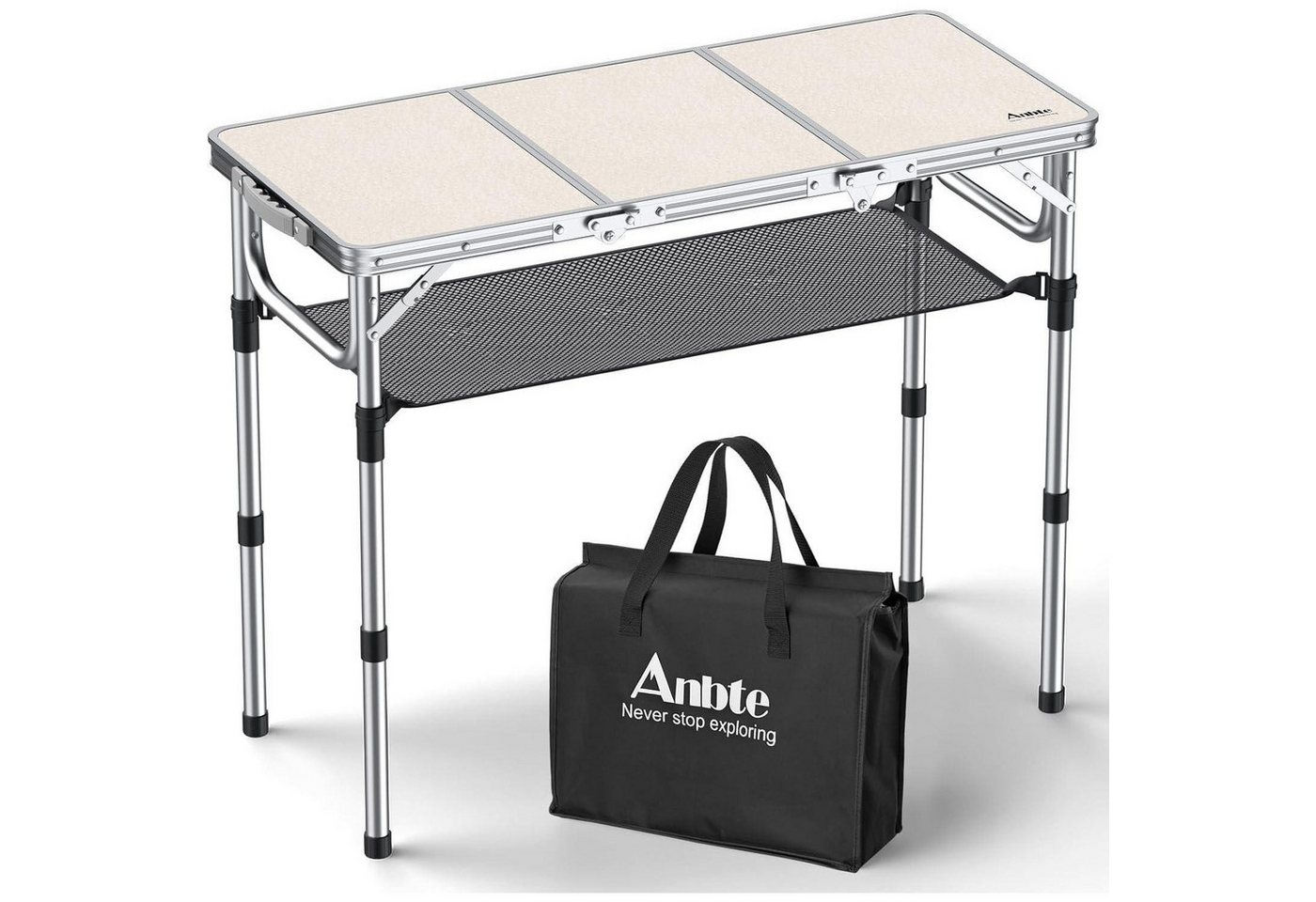 LuxusKollektion Campingtisch Campingtisch Klapptisch Aluminium 88x40cm 3 Höhen tragbar Weiß von LuxusKollektion