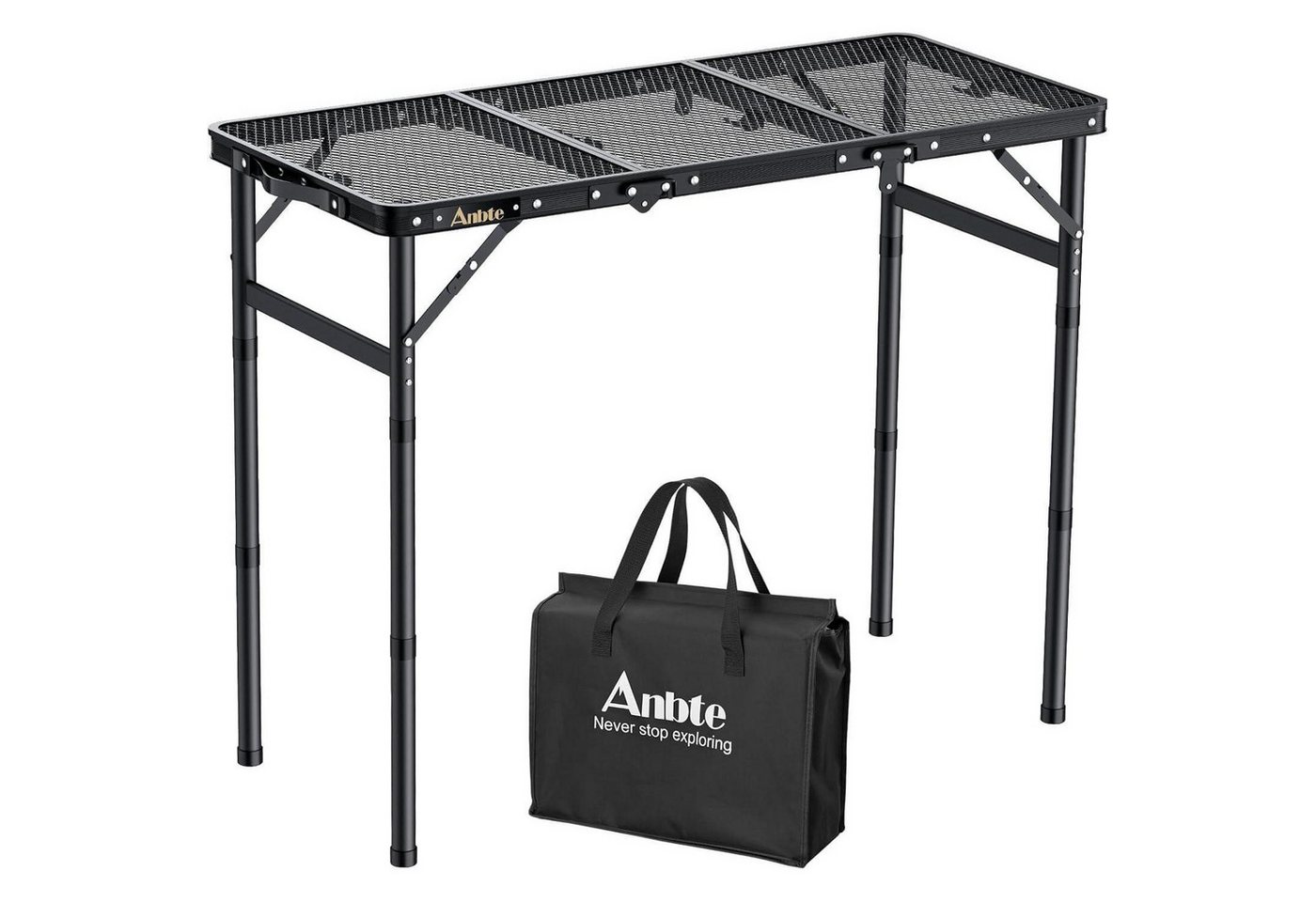 LuxusKollektion Campingtisch Campingtisch Klapptisch Aluminium 88x40cm 3 Schwarz 2(88x40x70cm) von LuxusKollektion