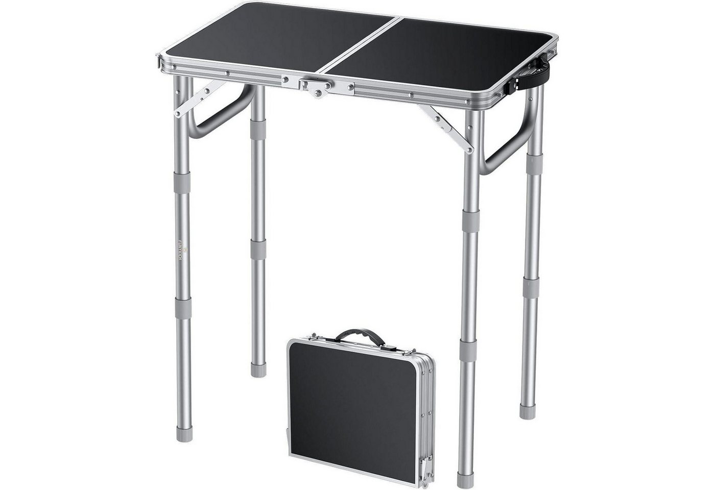 LuxusKollektion Campingtisch Campingtisch Klapptisch höhenverstellbar 58x40cm(3 Höhen) Silber von LuxusKollektion
