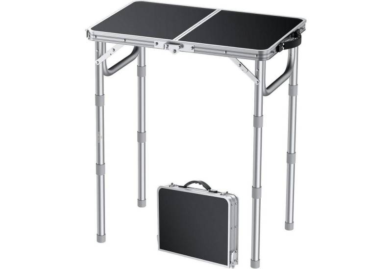 LuxusKollektion Campingtisch Campingtisch Klapptisch höhenverstellbar 58x40cm(3 Höhen) Silber von LuxusKollektion