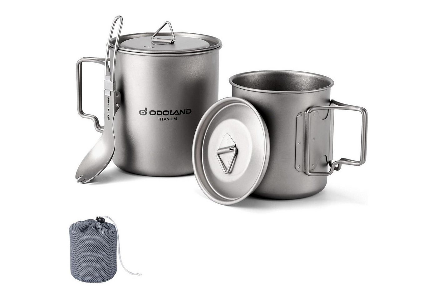LuxusKollektion Campingtoilette Titanium Camping Geschirr Set mit klappbarem Griff und LuxusKollektion Campingtoilette Titanium Camping Geschirr Set mit klappbarem Griff und von LuxusKollektion