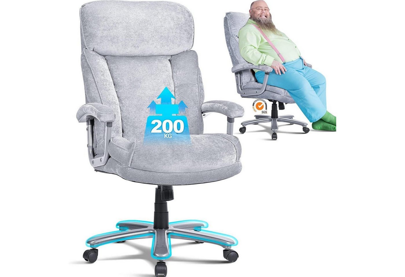 LuxusKollektion Chefsessel Bürostuhl 200KG Chefsessel Gasfeder Samt 52cm Sitztiefe ergonomisch LuxusKollektion Chefsessel Bürostuhl 200KG Chefsessel Gasfeder Samt 52cm Sitztiefe ergonomisch von LuxusKollektion