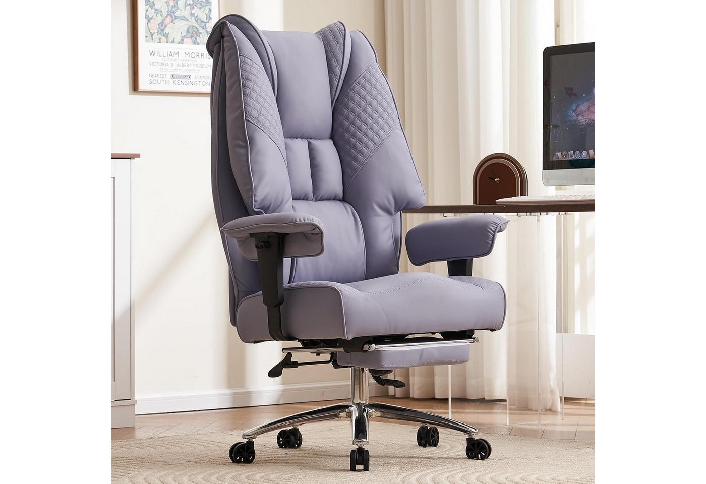 LuxusKollektion Chefsessel Bürostuhl XXL PU Leder Armlehnen Rückenlehne 200 kg Helllila LuxusKollektion Chefsessel Bürostuhl XXL PU Leder Armlehnen Rückenlehne 200 kg Helllila von LuxusKollektion