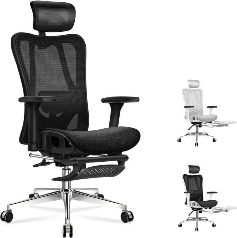 LuxusKollektion Chefsessel Ergonomischer Netz-Bürostuhl mit 3D-Armlehne, verstellbarer Kopfstütze von LuxusKollektion