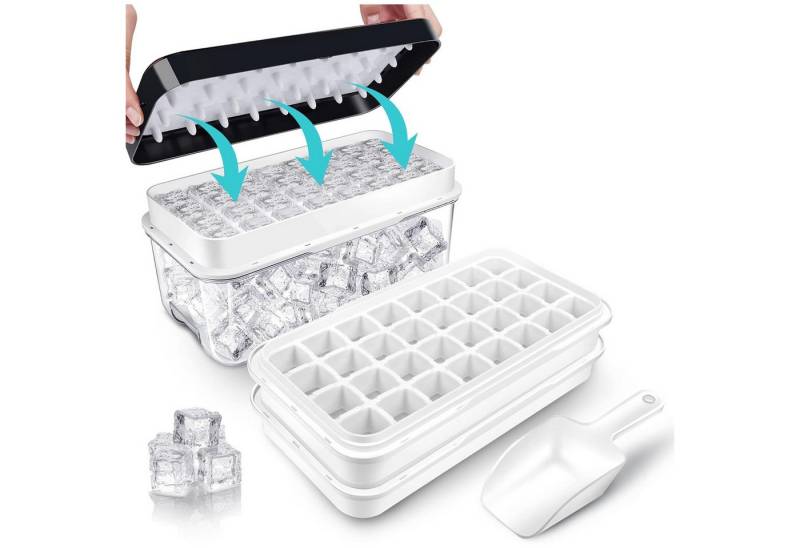 LuxusKollektion Cocktail-Set Eiswürfelform mit Deckel 64 Eiswürfelbehälter Schwarz 2 Schalen von LuxusKollektion