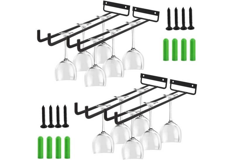 LuxusKollektion Cocktail-Set Weinglashalter 4er Bar Zubehör Unter Schrank Schwarz 30cm von LuxusKollektion
