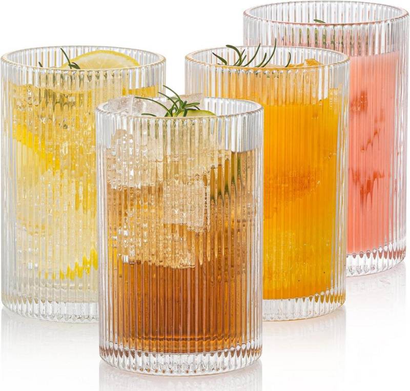 LuxusKollektion Cocktailglas Geriffelte Gläser 4er Set 500ml Vintage Cocktail Kaffeetassen von LuxusKollektion