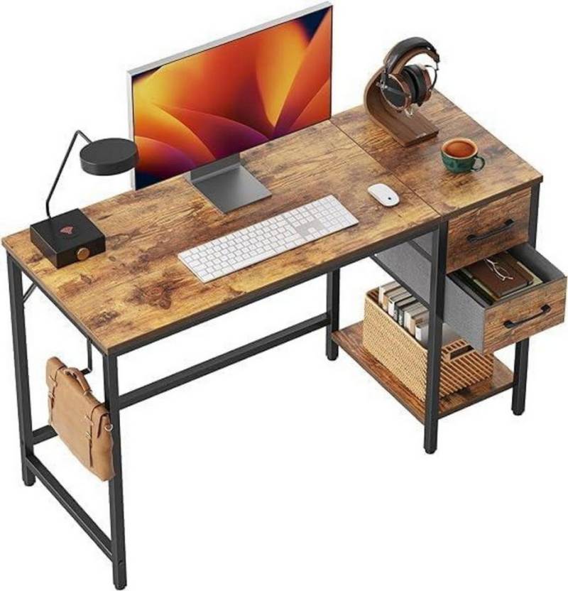 LuxusKollektion Computertisch Computertisch mit Schubladen 100 cm Braun Home Office Schreibtisch von LuxusKollektion