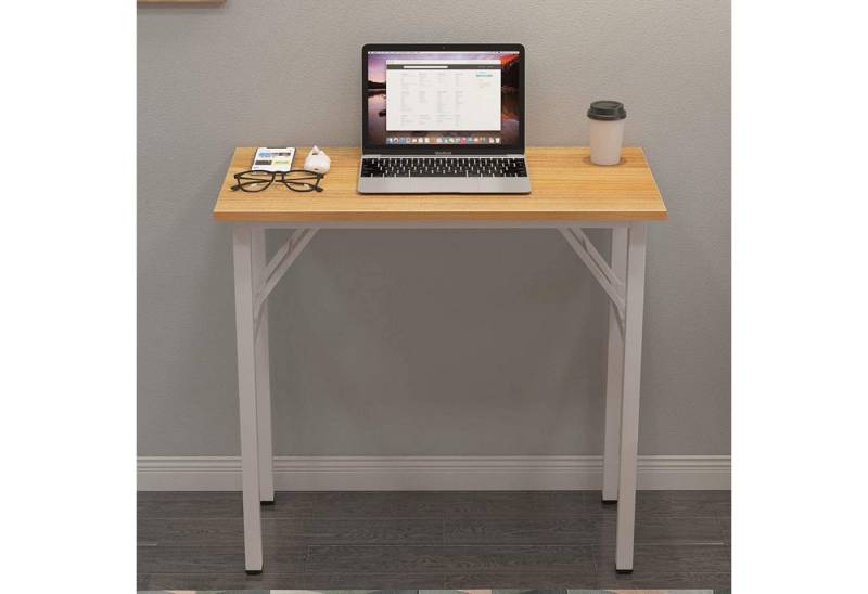 LuxusKollektion Computertisch Klapptisch Computertisch PC Tisch 80 cm x 40 cm Hochglanz Teak Weiß von LuxusKollektion