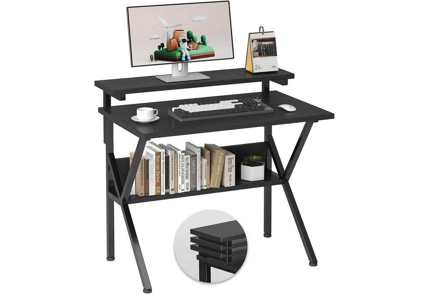 LuxusKollektion Computertisch Kleiner Schreibtisch mit Regal 70x48cm Arbeitszimmer Schlafzimmer LuxusKollektion Computertisch Kleiner Schreibtisch mit Regal 70x48cm Arbeitszimmer Schlafzimmer von LuxusKollektion