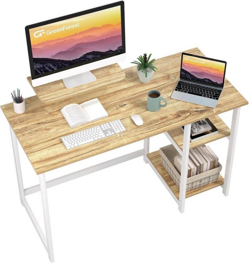 LuxusKollektion Computertisch Kleiner Schreibtisch mit Stauraum 100cm PC Monitorständer Home Office von LuxusKollektion
