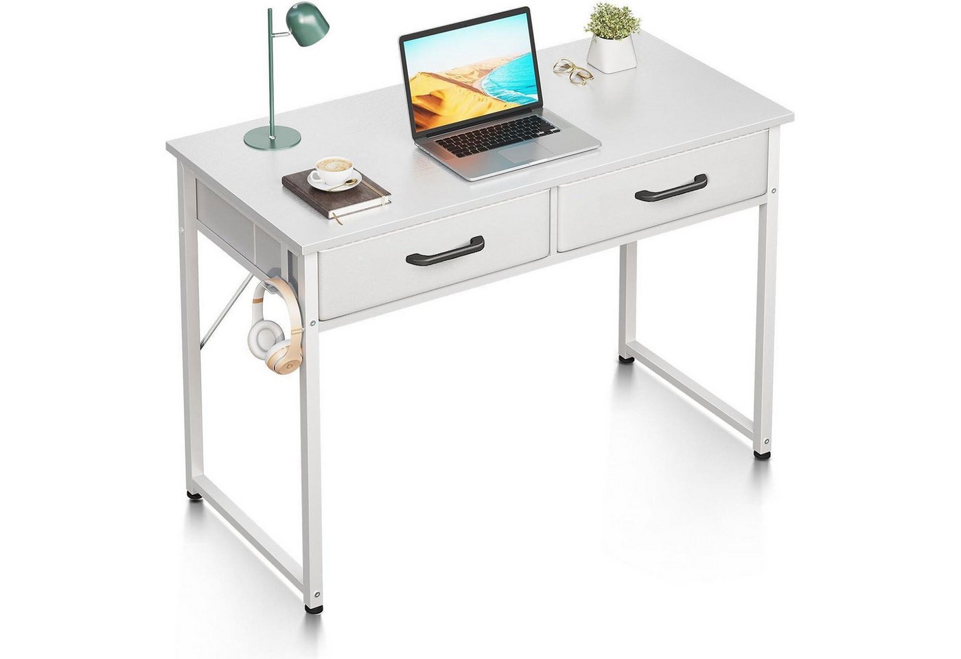 LuxusKollektion Computertisch Schreibtisch 2 Schubladen Kopfhörerhalter 100x40x78.7cm Weiß LuxusKollektion Computertisch Schreibtisch 2 Schubladen Kopfhörerhalter 100x40x78.7cm Weiß von LuxusKollektion