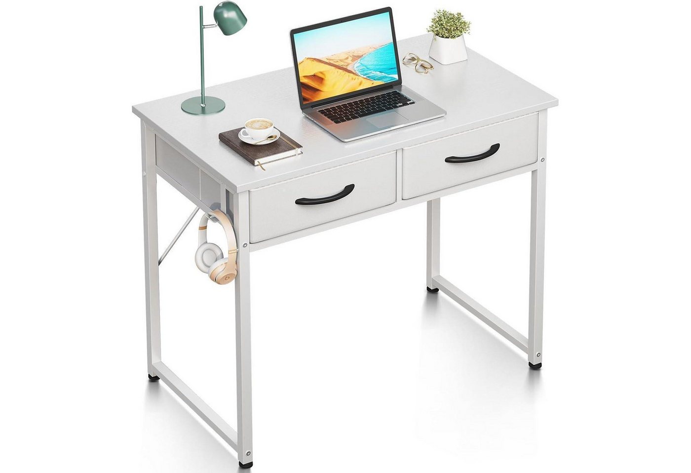 LuxusKollektion Computertisch Schreibtisch 2 Schubladen Kopfhörerhalter PC 80x40x78.7cm Weiß LuxusKollektion Computertisch Schreibtisch 2 Schubladen Kopfhörerhalter PC 80x40x78.7cm Weiß von LuxusKollektion