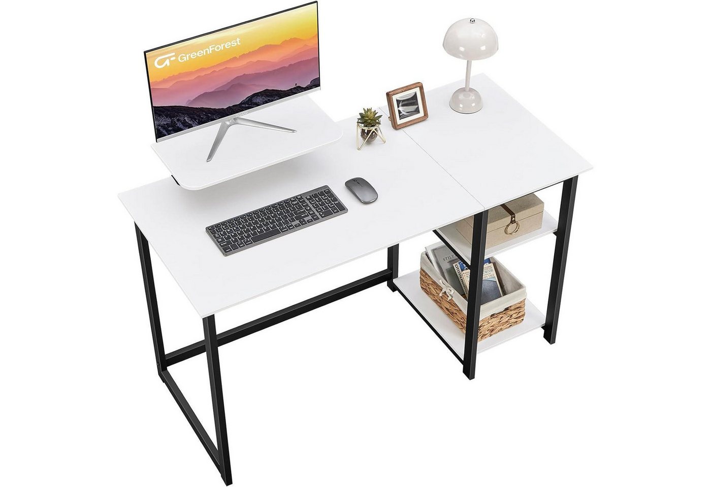 LuxusKollektion Computertisch Schreibtisch Monitorständer Speicherregale Home Office 119,38 cm Weiß von LuxusKollektion