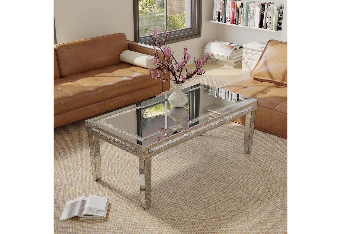 LuxusKollektion Couchtisch Couchtisch Glas Kristall Verspiegelt Silber Diamant 120 x 60 x 45 cm LuxusKollektion Couchtisch Couchtisch Glas Kristall Verspiegelt Silber Diamant 120 x 60 x 45 cm von LuxusKollektion