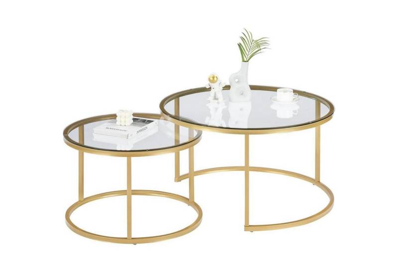 LuxusKollektion Couchtisch Couchtisch Gold Glas Metallgestell Rund 2er Set 80*80*45,60*60*35 Gold LuxusKollektion Couchtisch Couchtisch Gold Glas Metallgestell Rund 2er Set 80*80*45,60*60*35 Gold von LuxusKollektion