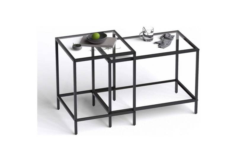 LuxusKollektion Couchtisch Couchtisch Quadratisch 2er Set Glas 60 40 cm Glas Schwarz-rectangle LuxusKollektion Couchtisch Couchtisch Quadratisch 2er Set Glas 60 40 cm Glas Schwarz-rectangle von LuxusKollektion