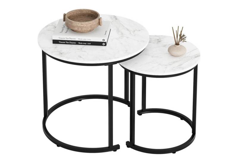 LuxusKollektion Couchtisch Couchtisch Rund 2er Set Metall Marmoroptik Goldbeine Weiß und Schwarz LuxusKollektion Couchtisch Couchtisch Rund 2er Set Metall Marmoroptik Goldbeine Weiß und Schwarz von LuxusKollektion