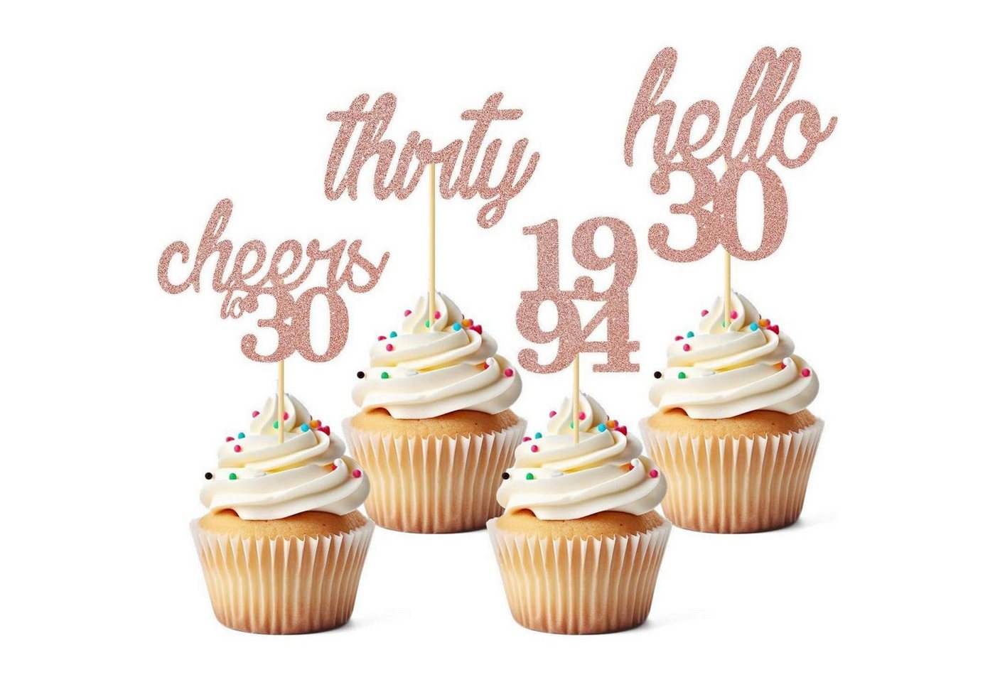 LuxusKollektion Dekohänger 24 Stück 30. Geburtstag Cupcake Topper Rose Gold Glitzer - Tortendeko LuxusKollektion Dekohänger 24 Stück 30. Geburtstag Cupcake Topper Rose Gold Glitzer - Tortendeko von LuxusKollektion