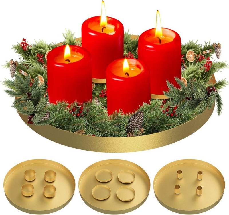 LuxusKollektion Dekohänger 3 in 1 Magnetische Kerzentablett 30cm Adventskranz Metall Kerzenhalter von LuxusKollektion
