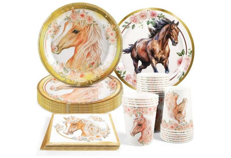 LuxusKollektion Dekohänger 50-teiliges Pferd Partygeschirr Set Kindergeburtstag Deko mit Teller LuxusKollektion Dekohänger 50-teiliges Pferd Partygeschirr Set Kindergeburtstag Deko mit Teller von LuxusKollektion