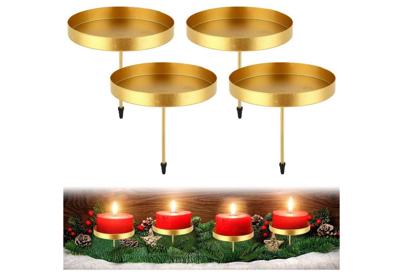 LuxusKollektion Dekohänger 6er Set Metall Kerzenhalter Adventskranz Stabkerzen Schwarz Gold für LuxusKollektion Dekohänger 6er Set Metall Kerzenhalter Adventskranz Stabkerzen Schwarz Gold für von LuxusKollektion