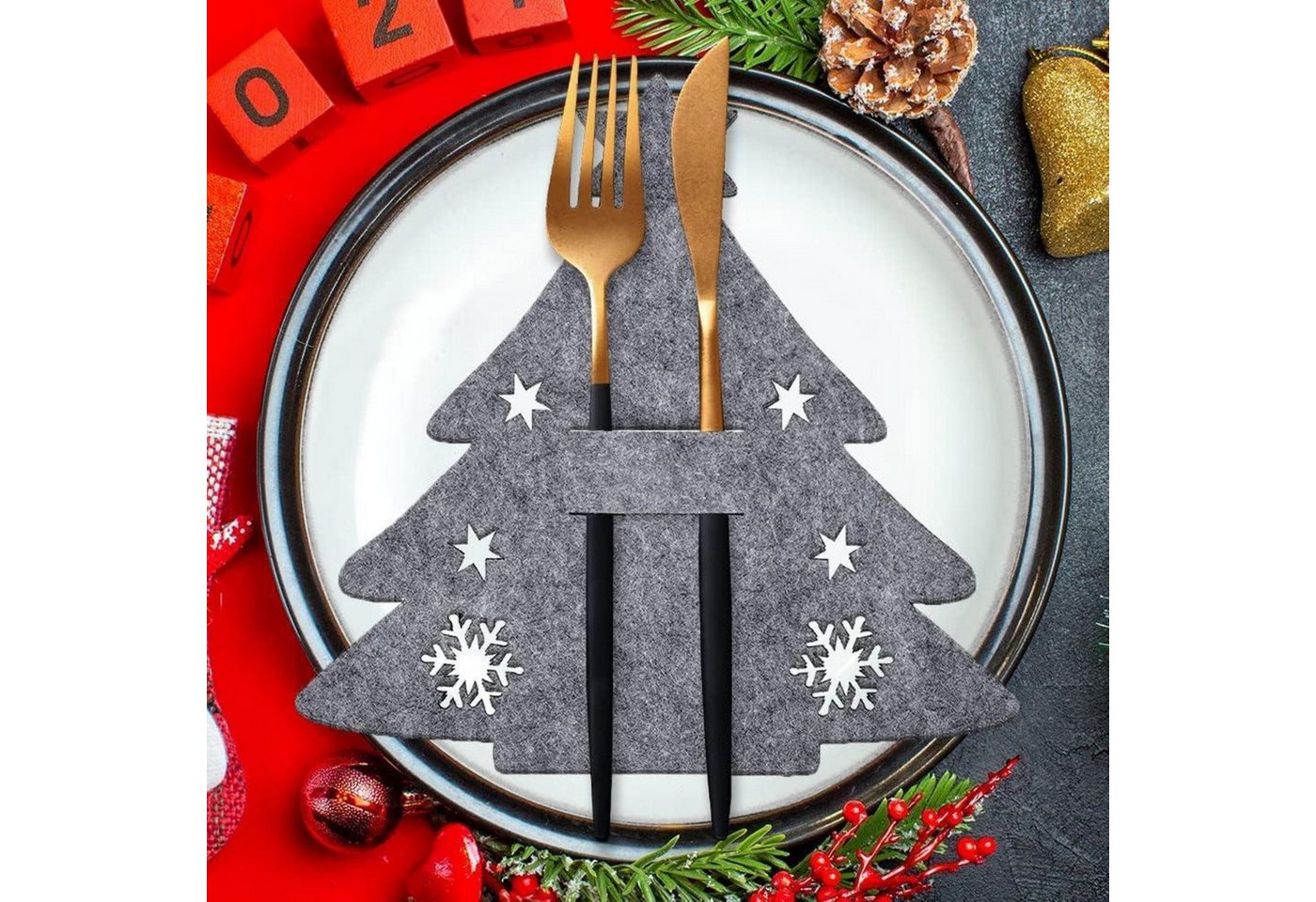 LuxusKollektion Dekohänger Besteckhalter Filz Weihnachten 12Stück Messer Gabel Weihnachtsbaum LuxusKollektion Dekohänger Besteckhalter Filz Weihnachten 12Stück Messer Gabel Weihnachtsbaum von LuxusKollektion