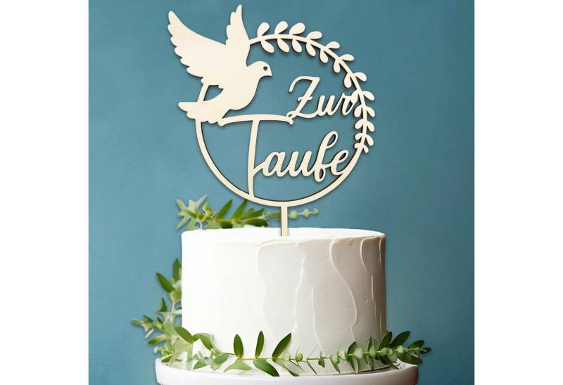 LuxusKollektion Dekohänger Cake Topper Taufe Holz Tortendeko Mädchen Junge 18,5 x 28,3cm von LuxusKollektion