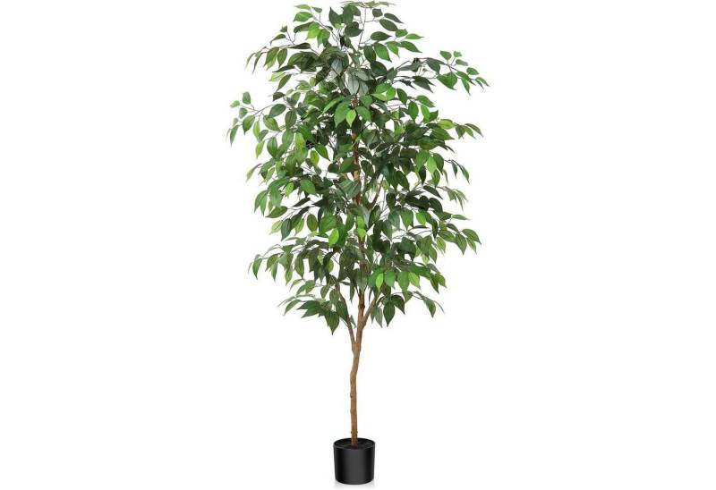 LuxusKollektion Dekohänger Künstliche Ficus Benjamina Pflanze 120cm Naturholzstamm im Topf von LuxusKollektion