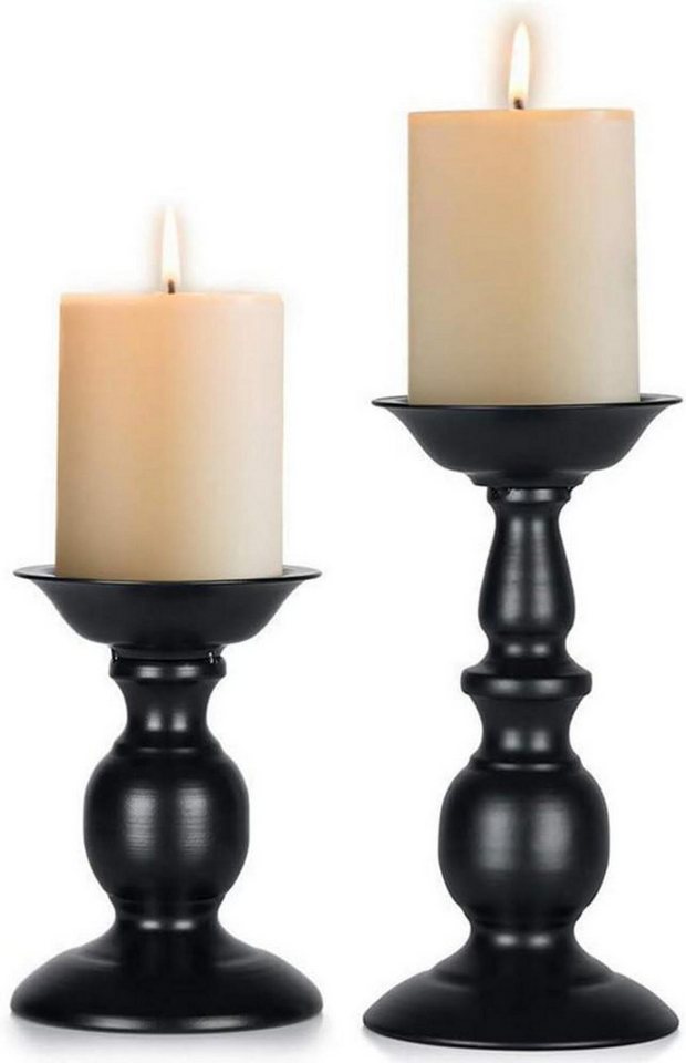 LuxusKollektion Dekohänger Metall Retro Kerzenständer hoher Kerzenhalter schwarz Eisen Kunstwerk von LuxusKollektion
