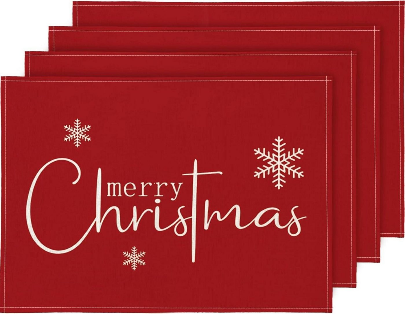 LuxusKollektion Dekohänger Platzset Weihnachten 4er Set Tischsets Abwaschbar Platzdeckchen Rot von LuxusKollektion