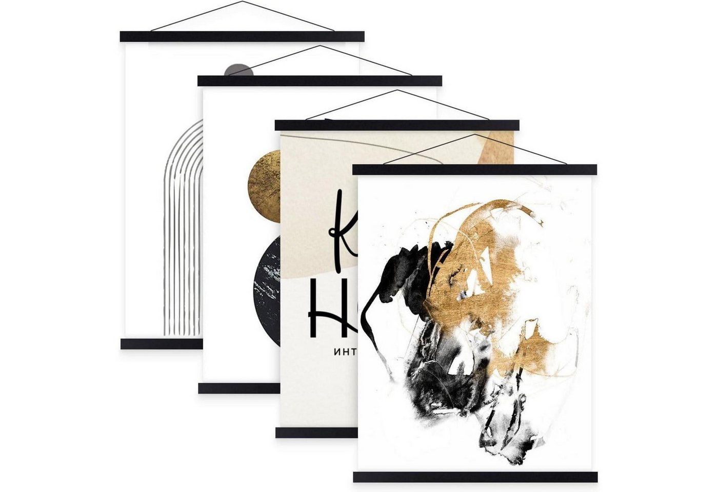 LuxusKollektion Dekohänger Posterschiene Magnetisch Posterleiste Holz B1 Schwarz 71cm 4 Packungen von LuxusKollektion