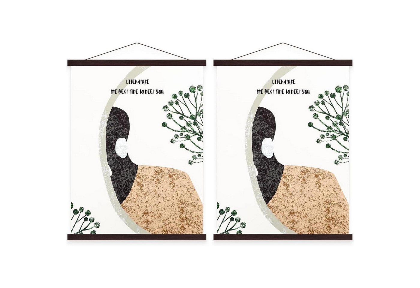 LuxusKollektion Dekohänger Posterschiene magnetisch A4 Holz Nussbaum 21cm 2 Packungen von LuxusKollektion