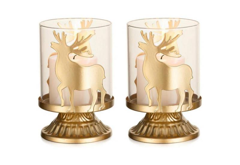 LuxusKollektion Dekohänger Rentier Kerzenhalter Set Weihnachten: Vintage Windlicht für Tischdeko von LuxusKollektion